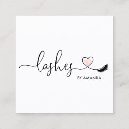 Makeup Artist  Rosa Ögon Lash Heart Fyrkantigt Visitkort