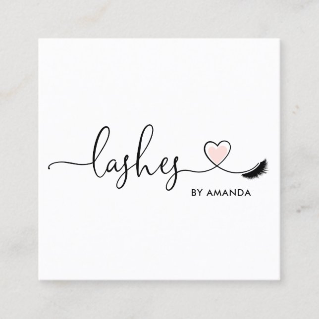 Makeup Artist  Rosa Ögon Lash Heart Fyrkantigt Visitkort (Framsida)