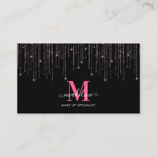 Makeup Artist Rosegold Rosa Drip Glitter Monogram Visitkort