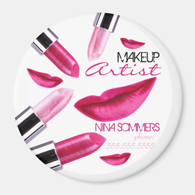Makeup Artist Round Magnet (Framsidan)