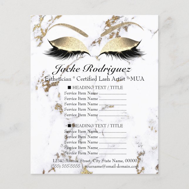 Makeup Artist Salon Marble Öga White Pris Flyer (Framsidan)