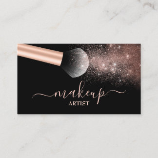 Makeup Artist Salon Ro Guld Glitter Brush Visitkort