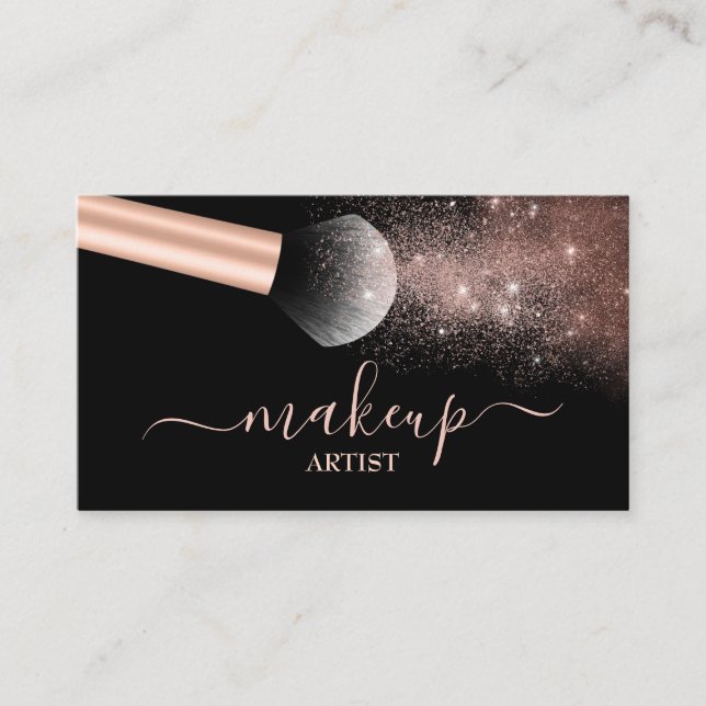 Makeup Artist Salon Ro Guld Glitter Brush Visitkort (Framsida)