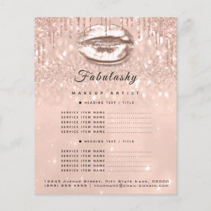 Makeup Artist Salon Rosa Glitter Flyer Peach Kiss