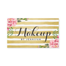 Makeup Artist Script Classy Blommigt Guld Stripe