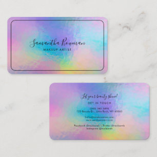 Makeup Artist Script Modern Faux Holografik Visitkort