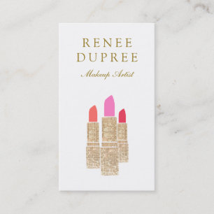 Makeup Artist Sequin Lipstick Logotyp Visitkort
