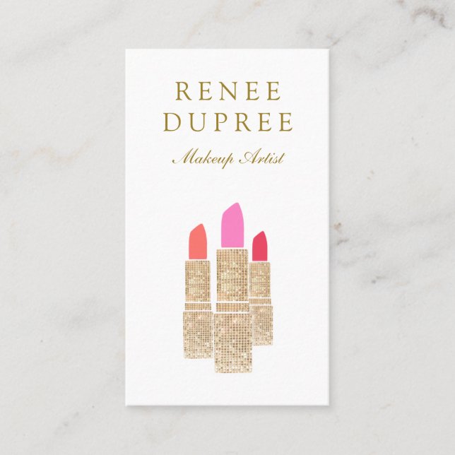 Makeup Artist Sequin Lipstick Logotyp Visitkort (Framsida)