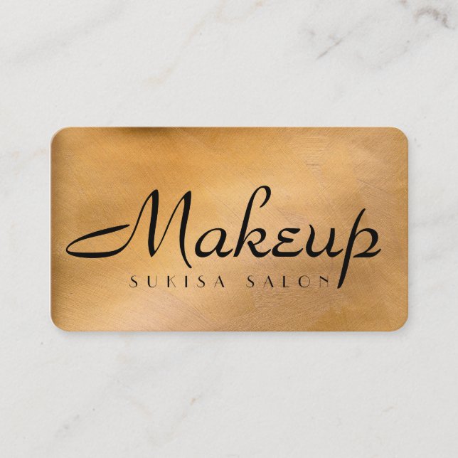 Makeup Artist Shiny Copper Round Corner Visitkort (Framsida)