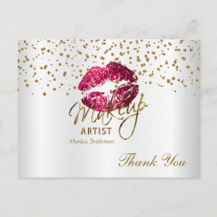 Makeup Artist Shock rosa on White Vykort