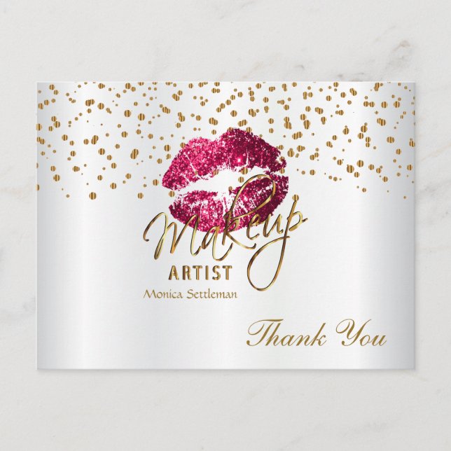 Makeup Artist Shock rosa on White Vykort (Framsida)