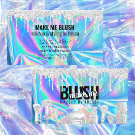 Makeup Artist Silver Glitter Drift HoloGraph Blue Visitkort