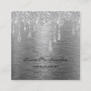 Makeup Artist Silver, Glitter Fyrkantigt Visitkort