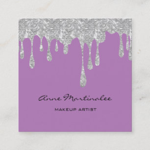Makeup Artist Silver, Glitter Fyrkantigt Visitkort