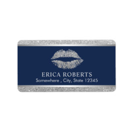 Makeup Artist Silver Glitter Läppar Navy Blue Salo Adressetikett