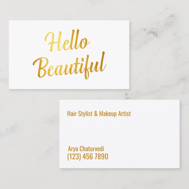 Makeup Artist Simple Golden Visitkort (Fram/baksida)