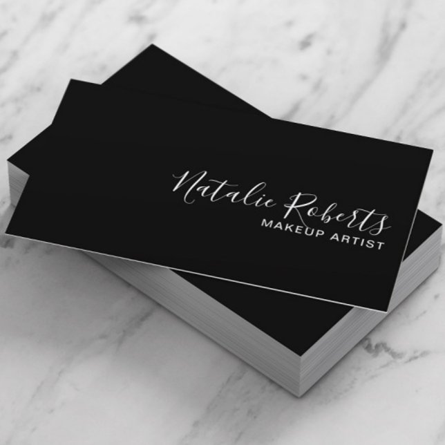 Makeup Artist Simple QR Code Plain Black Visitkort (Skapare uppladdad)