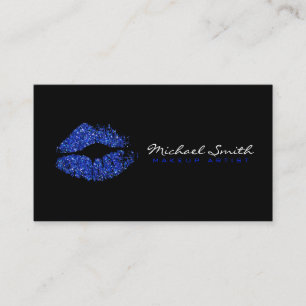 Makeup Artist Snyggt Blue Glitter Läppar Visitkort