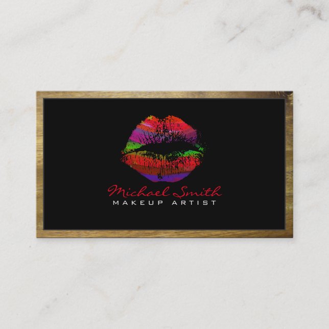 Makeup Artist Snyggt Läppar Modern Wood #8 Visitkort (Framsida)
