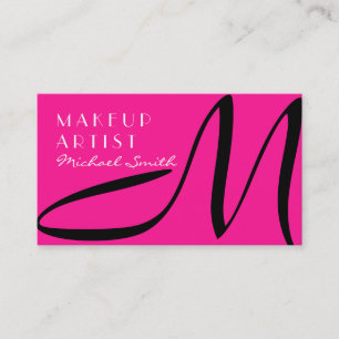 Makeup Artist Snyggt Monogram Modern Deep Rosa Visitkort