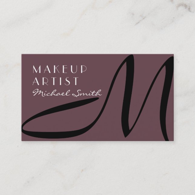 Makeup Artist Snyggt Monogram Modern Deep Tuscan Visitkort (Framsida)
