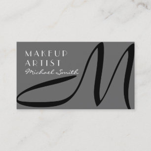 Makeup Artist Snyggt Monogram Modern Dim Grått Visitkort