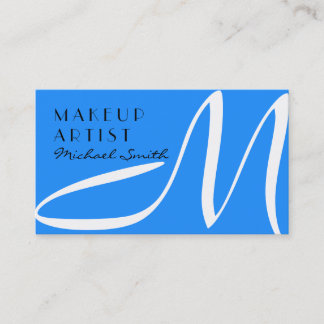Makeup Artist Snyggt Monogram Modern Dodger Blue Visitkort