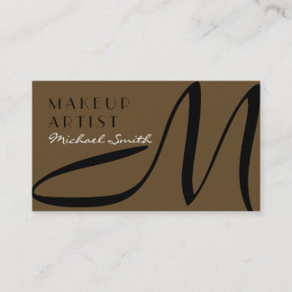 Makeup Artist Snyggt Monogram Modern Donkey Brown Visitkort