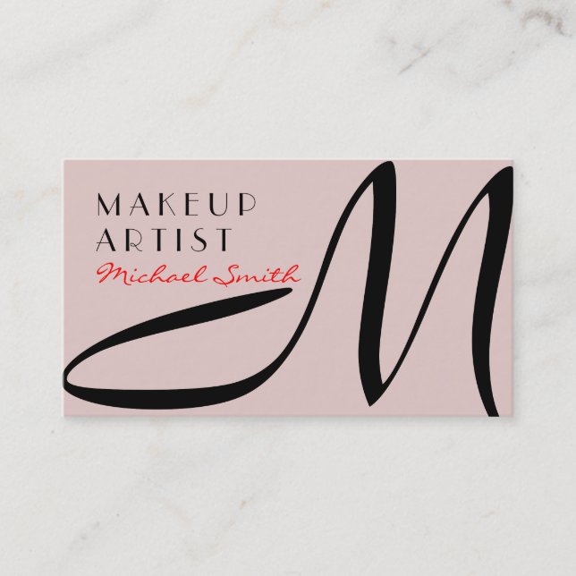 Makeup Artist Snyggt Monogram Modern Dust Storm Visitkort (Framsida)
