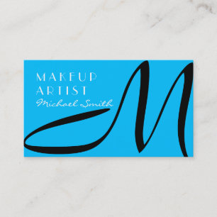 Makeup Artist Snyggt Monogram Modern Himlar Blue Visitkort