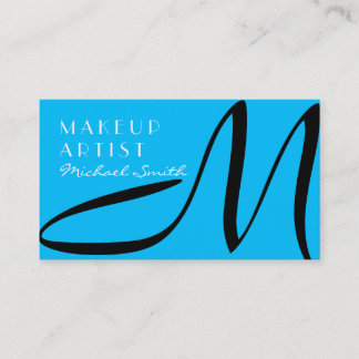 Makeup Artist Snyggt Monogram Modern Himlar Blue Visitkort