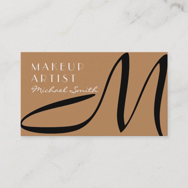 Makeup Artist Snyggt Monogram Modern Hjort Visitkort (Framsida)