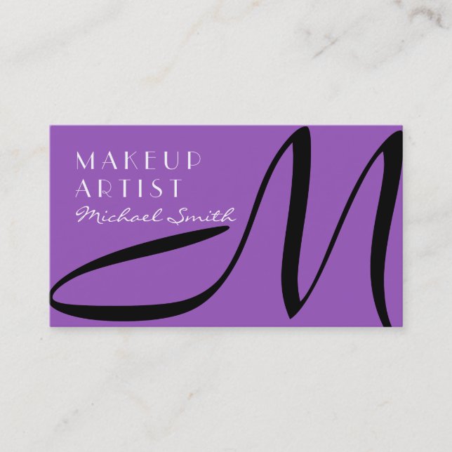 Makeup Artist Snyggt Monogram Modern Lilac Visitkort (Framsida)