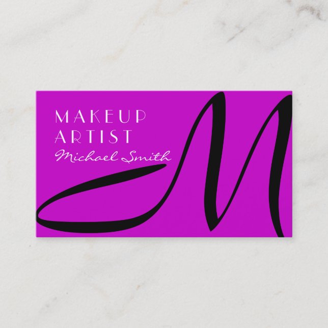Makeup Artist Snyggt Monogram Modern Magenta Visitkort (Framsida)