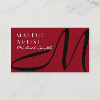 Makeup Artist Snyggt Monogram Modern Maroon Visitkort
