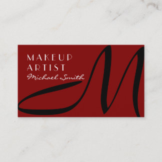 Makeup Artist Snyggt Monogram Modern Maroon Visitkort