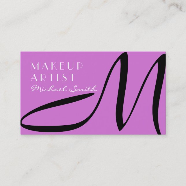 Makeup Artist Snyggt Monogram Modern Mauve Visitkort (Framsida)