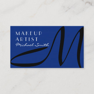 Makeup Artist Snyggt Monogram Modern Mörk blått Visitkort