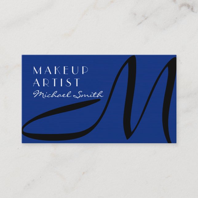 Makeup Artist Snyggt Monogram Modern Mörk blått Visitkort (Framsida)