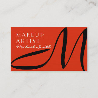 Makeup Artist Snyggt Monogram Modern Red Orange Visitkort