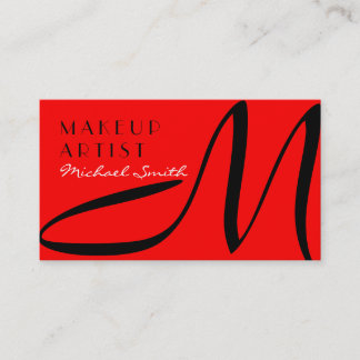 Makeup Artist Snyggt Monogram Modern Red Visitkort