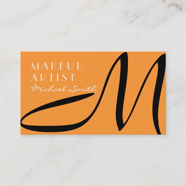 Makeup Artist Snyggt Monogram Modern Saffron Visitkort (Framsida)