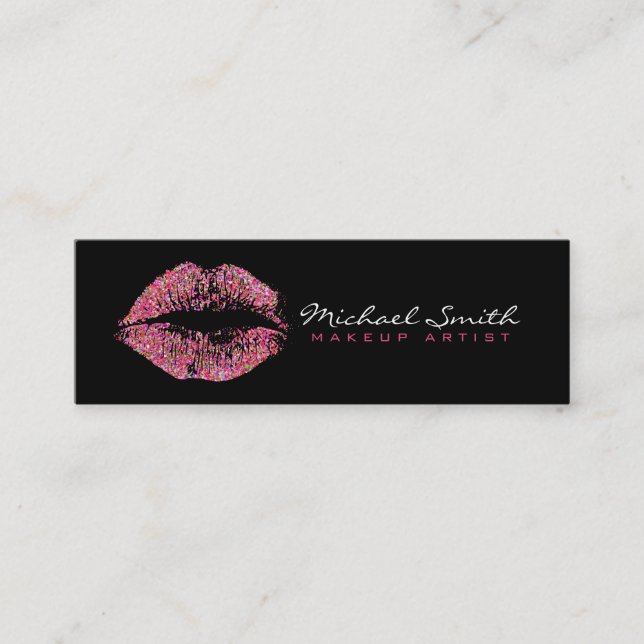 Makeup Artist Snyggt Multifärgad Glitter Läppar #9 Mini Visitkort (Framsida)