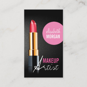 Makeup Artist - Snyggt Red Lipstick Rosa Beauty Visitkort