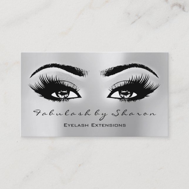 Makeup Artist Social Lash Extension Silver Grått Visitkort (Framsida)