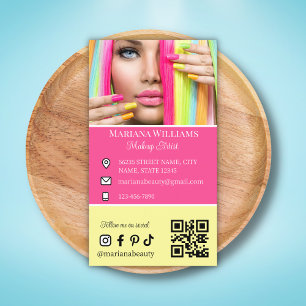 makeup artist social-mediefoto qr-kod färgstark visitkort