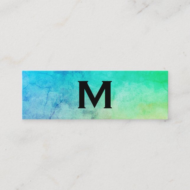Makeup Artist Struktur Watercolor Monogram Mini Visitkort (Framsida)