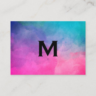 Makeup Artist Struktur Watercolor Monogram Visitkort