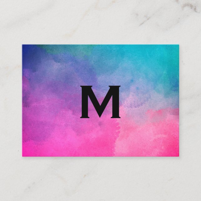 Makeup Artist Struktur Watercolor Monogram Visitkort (Framsida)