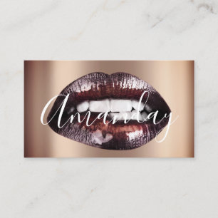 Makeup Artist Studio Brown Läppar Logotyp QR Code Visitkort